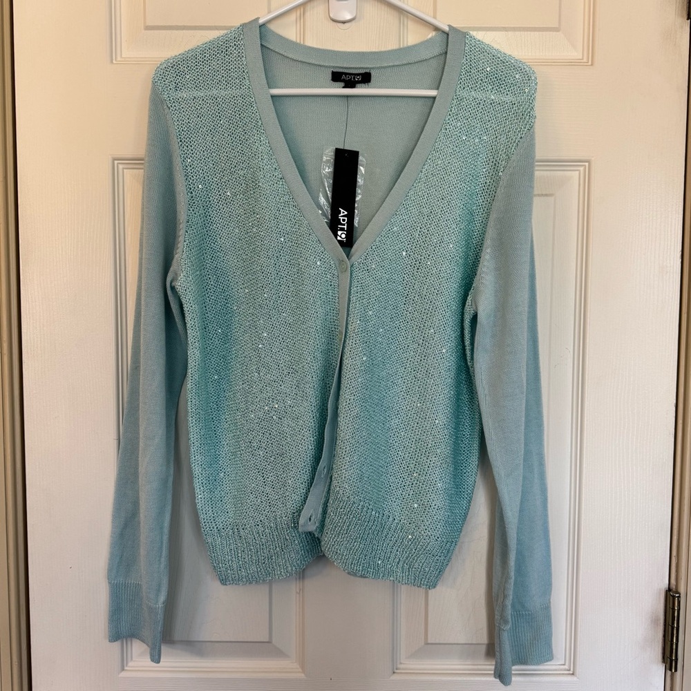 Apt. 9 Blue Cardigan Sweater Lightweight Knit